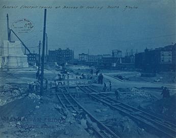 EUGENE DE SALIGNAC (1861-1943) Group of approximately 28 photographs depicting construction of the Manhattan Bridge.